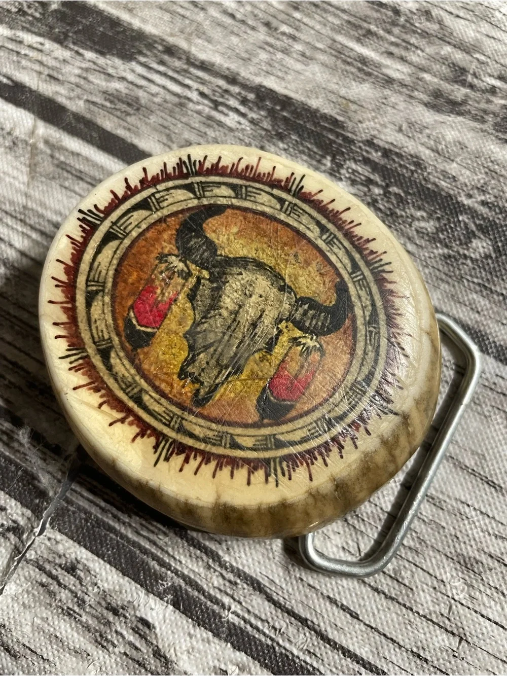 Men’s Antler Cow Skull Belt Buckle Good Condition